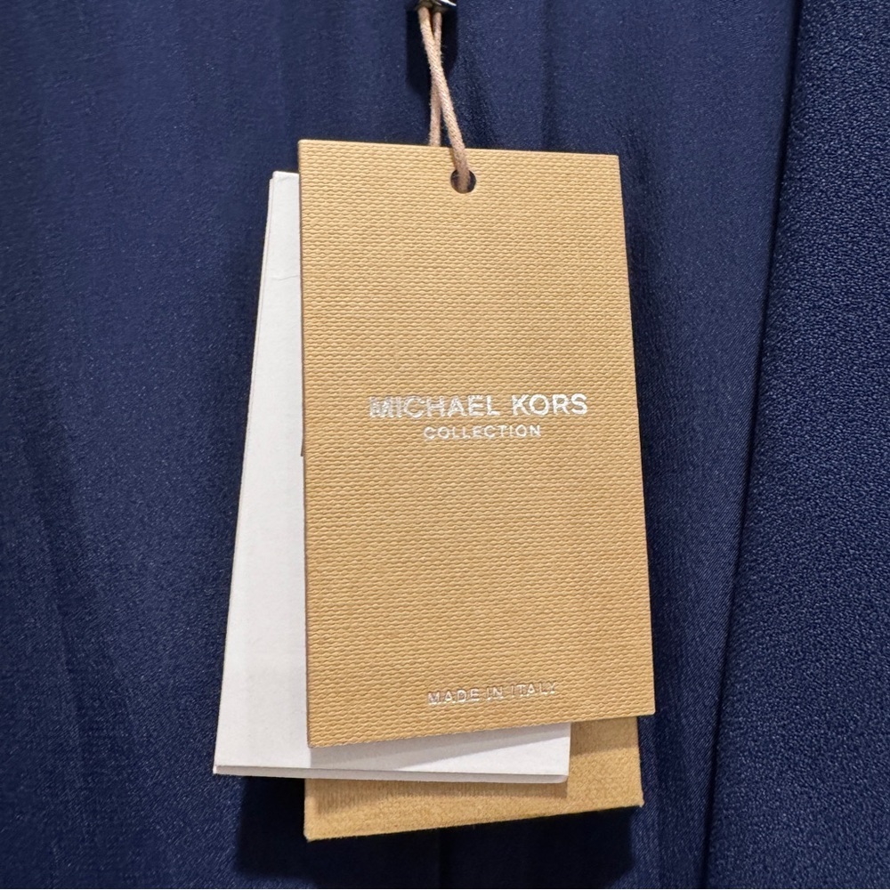 NWT Michael Kors Collection Cate Crush-Sleeve Blazer Preppy Designer Navy Sz 4 - Picture 12 of 16